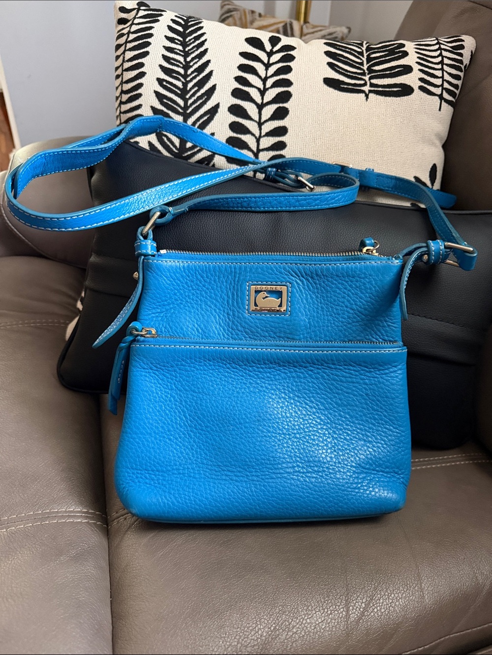 Dooney & Bourke Bright Blue Pebbled Leather Crossbody